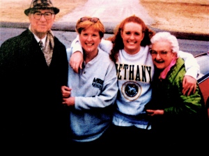 Many years ago, before Alzheimer's and dementia ~ me, with my dad, my daughter Molly, and my mom (picture by Jim Warner)