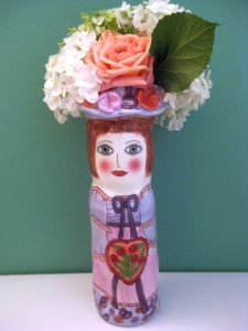 "Ginger"--a 10" painted china vase by Ganz@ Susan Paley--my favorite gift vase from Jim.
