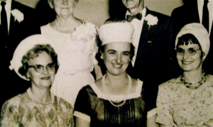 Mary, between her sisters Wanda and Ruth LaVonne. Mom is wearing one of the hats she created...and gave up on after awhile.