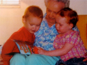 In the early stages of dementia, Mom reading to her great-grandchildren.