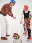 Rockwell's "Big Decision" ~ the catcher has a different point of view than the coach