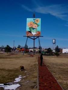 My husband Jim is 6'2"--and he is walking the path to the 80' tall art replica in Goodland, KS. (which should also give you a new perspective of the importance of art in small Kansas towns) These photographs by Marylin Warner