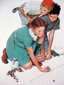 Norman Rockwell's "Marbles Champion" ~ if you think girls can't do certain things, you need to change a second look.
