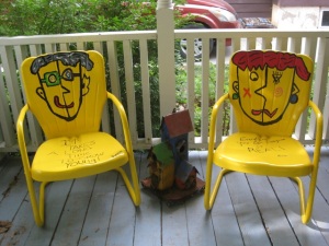 Colorful "Picasso" chairs by our daughter Molly.  (all pictures by Marylin Warner)